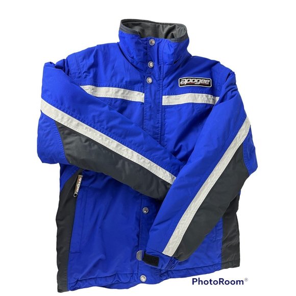 Apogee Other - Apogee Mens Snow Jacket Blue Button Down Patch Logo Zip Pockets Size Large